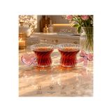 morponi 2'li Pembe Kalp ve Fiyonk Kulplu Borosilikat Cam Kupa Seti 250 ml