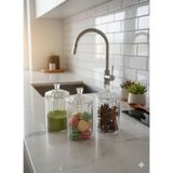Morponi 3'lü Borosilikat Cam Optik Çizgili Papatya Kavanoz 350 ml - Şeffaf - 3 Adet