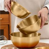 Morponi 3'lü Gold Paslanmaz Çelik Karıştırma ve Salata Kasesi Çırpma 700-1200-1600 ml