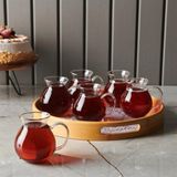 Morponi 6'lı Borosilikat Cam Tombul Kulplu Çay Bardağı 180 ml - Şeffaf