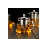 Morponi Borosilikat Cam Çelik Süzgeçli ve Kapaklı Piramit Tasarım Lüks Çay & Kahve Demliği 750 ml