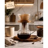 Morponi Borosilikat Cam Kahve Demeleme Seti Dripper ve Sürahi - 100 Adet Filtre Kağıdı Hediyeli 500 ml - Şeffaf