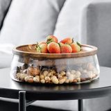 Morponi Borosilikat Cam Lüks Akasya Kapaklı Cam Kase - Sunumluk-salata Kasesi 18 Cm Şeffaf