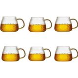 Morponi Borosilikat Cam Lüks Buzlu Cam Kupa Gold Sap Detaylı 350 ml 6 Adet