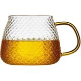 Morponi Borosilikat Cam Lüks Buzlu Cam Kupa Gold Sap Detaylı 350 ml