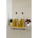 Morponi Mermer Stantlı Borosilikat Cam Glazzy 2'li Yağlık & Sosluk 750 Ml Şeffaf
