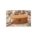 morponi Rattan Kapaklı Düzenleyici Sepet Doğal Rattan Organizer Oval 28 Cm 1 Adet