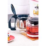 morponi Siyah Demlik Süzgeçli Cam 700 ml Çay Kahve Bitki Çayı Demliği