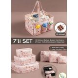 Morport 7li Set 6'lı Desenli Bavul Valiz İçi Çok Amaçlı Organizer Keçe Malzemeden 25 x 17 x 12 cm
