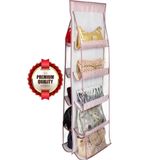 MorPort Ultra Lüx 10'lu Askılı Çanta Dolap İçi Düzenleyici Organizer Pembe 35x125