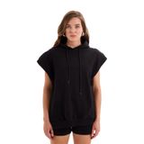 MORREZ Siyah Vatkalı Kısa Kollu Sweatshirt