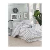 MORRİVAL TEK KİŞİLİK BEYAZ KARELİ 90X190 LASTİKLİ ÇARŞAFLI NEVRESİM TAKIMI, 3 PARÇA