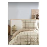 MORRİVAL TEK KİŞİLİK ÇİFT TARAFLI KREM + BEJ NEVRESİM SETİ, YORGAN KILIFI+ YASTIK KILIFI 155*230