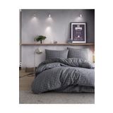 MORRİVAL TEK KİŞİLİK FÜME KARELİ 120X200 LASTİKLİ ÇARŞAFLI NEVRESİM TAKIMI