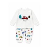 morshey Erkek Bebek Araba Baskılı Pijama Takımı %100 Pamuk Uzun Kollu 2'li Takım 3 Ay-2 Yaş