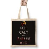 Mortal Kombat Keep Calm And Finish Keep Calm Bez Çanta Uzun Saplı - Açık Bej - 40 X 40