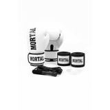 MORTAL SPORT Boks Eldiveni Kırmızı Beyaz Siyah + Boks Bandajı + Dişlik + Atlama Ipi - 4'lü Set
