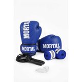 MORTAL SPORT Boks Eldiveni Mavi + Boks Bandajı + Dişlik + Atlama Ipi - 4'lü Set