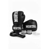 MORTAL SPORT Boks Eldiveni Siyah + Boks Bandajı + Dişlik + Atlama Ipi - 4'lü Set
