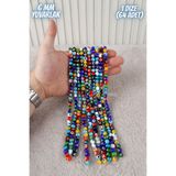 Mortex 6 mm Karışık Çok Renkli Yuvarlak Cam Nazar Boncuğu Dizisi - 1 Dizi (64 Adet) – Bileklik, Kolye, Tesbih, Anahtarlık, Takı Tasarımı ve El İşi Süsleme Malzemesi