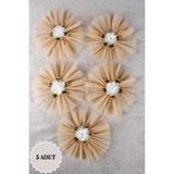 Mortex Bej Tohumlu Çiçekli Bohça Süsü 5'Li Çeyiz, Düğün, Nikah, Nişan, Konvoy, Sünnet, Kına