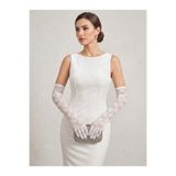 Mortex Beyaz Çiçekli Dantel Uzun Kadın Eldiven – Gelinlik, Gelin, Nikah, Düğün, Nişan, Kına, Balo, Davet, Parti, Kına Gecesi, Kostüm, Bride, Mezuniyet, Bekarlığa Veda Fotoğraf Çekimi Aksesuar Eldiveni