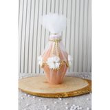 Mortex Beyaz Gold Saçaklı Boncuklu 3D Çiçekli Tüllü Kına Testisi - Gelin, Damat, Kına Gecesi, Bekarlığa Veda, Bride, Toprak Testisi