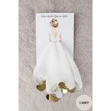 Mortex Beyaz Gold Şifon Kartlı 1 Adet Hediyelik Halay Mendili, Düğün Kına Sünnet Nişan Nedime Bride Gelin
