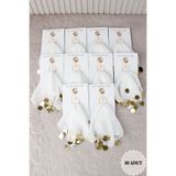 Mortex Beyaz Gold Şifon Kartlı 10 Adet Hediyelik Halay Mendili, Düğün Kına Sünnet Nişan Nedime Bride Gelin