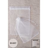 Mortex Beyaz Pul Baskılı Tül Kese 20 Adet 24x34 Cm Kına Havlu Terlik Seccade Çeyiz Hediye Yasin Yazma Bohça