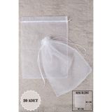 Mortex Beyaz Pul Baskılı Tül Kese 20 Adet 30x40 Cm Kına Havlu Terlik Seccade Çeyiz Hediye Yasin Yazma Bohça