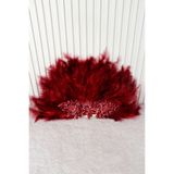 Mortex Bordo Aplikli Ahşap Tüylü Gelin Yelpazesi, Bekarlığa Veda, Sünnet, Bride To Be, Nedime, Kına Gecesi