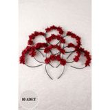 Mortex Bordo Çiçekli Nedime Tac 10'lu - Kına Gecesi, Düğün, Sünnet, Bekarlığa Veda, Bride Parti Tacı