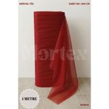 Mortex Bordo Kristal Tül Boy 1 MT En Sabit 3 MT Nişan, Kına, Düğün, Bohça, Kapı, Doğum, Parti Süslemesi