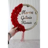 Mortex Bordo LED'li Şeffaf Gelin Tefi 32 cm 3D Çiçekli Taşlı Nedime Bride Kına Düğün Parti Defi