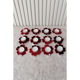 Mortex Bordo Saten Çiçekli Kına El Mumu 12 Adet – Düğün, Sünnet, Nedime, Bride, Kına