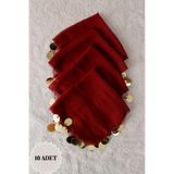 Mortex Bordo Şifon Halay Mendili 10'lu Altın Pul Kına Düğün Nişan Sünnet Gelin Damat Bride