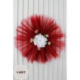 Mortex Bordo Tohumlu Çiçekli Bohça Süsü 1 Adet Çeyiz, Düğün, Nikah, Nişan, Konvoy, Sünnet, Kına