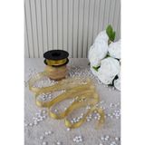 Mortex Gold Şifon Kurdele 2.5 cm 20 mt - Bohça, Nikah, Nişan, Çeyiz, Hediye, Süsleme, Doğum Günü, Parti