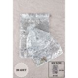Mortex Gümüş Baskılı Tül Kese 20 Adet 20x30 Cm Kına, Havlu, Terlik, Seccade, Çeyiz,Hediye,Yasin,Yazma,Bohça