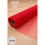 Mortex Kırmızı İran Grek Tül Boy 1 Metre En 70 Cm - Nişan Kına Düğün Bohça Kapı Doğum Parti Çeyiz Süslemesi