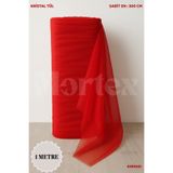 Mortex Kırmızı Kristal Tül Boy 1 MT En Sabit 3 MT Nişan, Kına, Düğün, Bohça, Kapı, Doğum, Parti Süslemesi