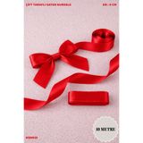 Mortex Kırmızı Saten Kurdele 4 cm 10mt - Bohça, Nikah, Nişan, Çeyiz, Hediye, Süsleme, Doğum Günü, Parti