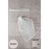 Mortex Krem Pul Baskılı Tül Kese 20 Adet 30x40 Cm Kına, Havlu Terlik Seccade Çeyiz Hediye Yasin Yazma Bohça