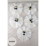 Mortex Lacivert Papatya Çiçekli Fiyonk Bohça Süsü 10'Lu, Çeyiz, Düğün, Nikah, Nişan, Konvoy, Sünnet, Kına