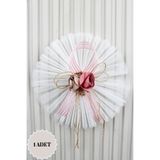 Mortex Pembe Çiçekli Hilton Kurdeleli Bohça Süsü 1 Adet, Çeyiz, Düğün, Nikah, Nişan, Konvoy, Sünnet, Kına