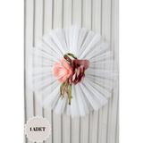 Mortex Pudra Çift Saten Çiçekli Bohça Süsü 1 Adet Çeyiz, Düğün, Nikah, Nişan, Konvoy, Sünnet, Kına