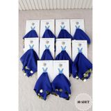 Mortex Saks Mavi Gold Şifon Kartlı 10 Adet Hediyelik Halay Mendil Düğün Kına Sünnet Nişan Nedime BrideGelin