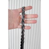 Mortex Siyah Burgu Desenli Parlak Taşlı Ütü ile Yapışan Hotfix 1 Metre (100 Cm) Dekoratif Şerit – Abiye, Elbise, Çanta, Ayakkabı, Tekstil, Takı Tasarımı ve Hobi Süsleme Bandı