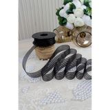 Mortex Siyah Hilton Çizgili Şifon Kurdele 2.5 cm 20 mt - Bohça, Nikah, Nişan, Çeyiz, Hediye, Süsleme, Parti